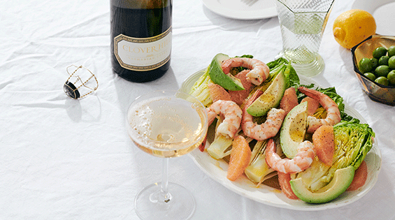 Prawn, avocado, grapefruit salad