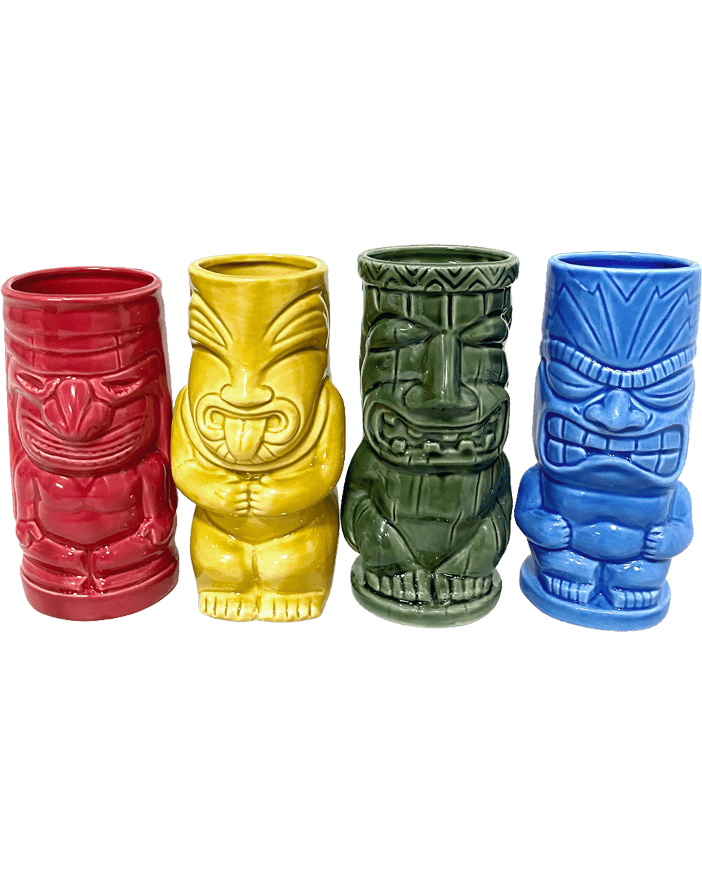 Bev Equip Ceramic Tiki Mugs Hawaiian Pack Of 4 Boozy
