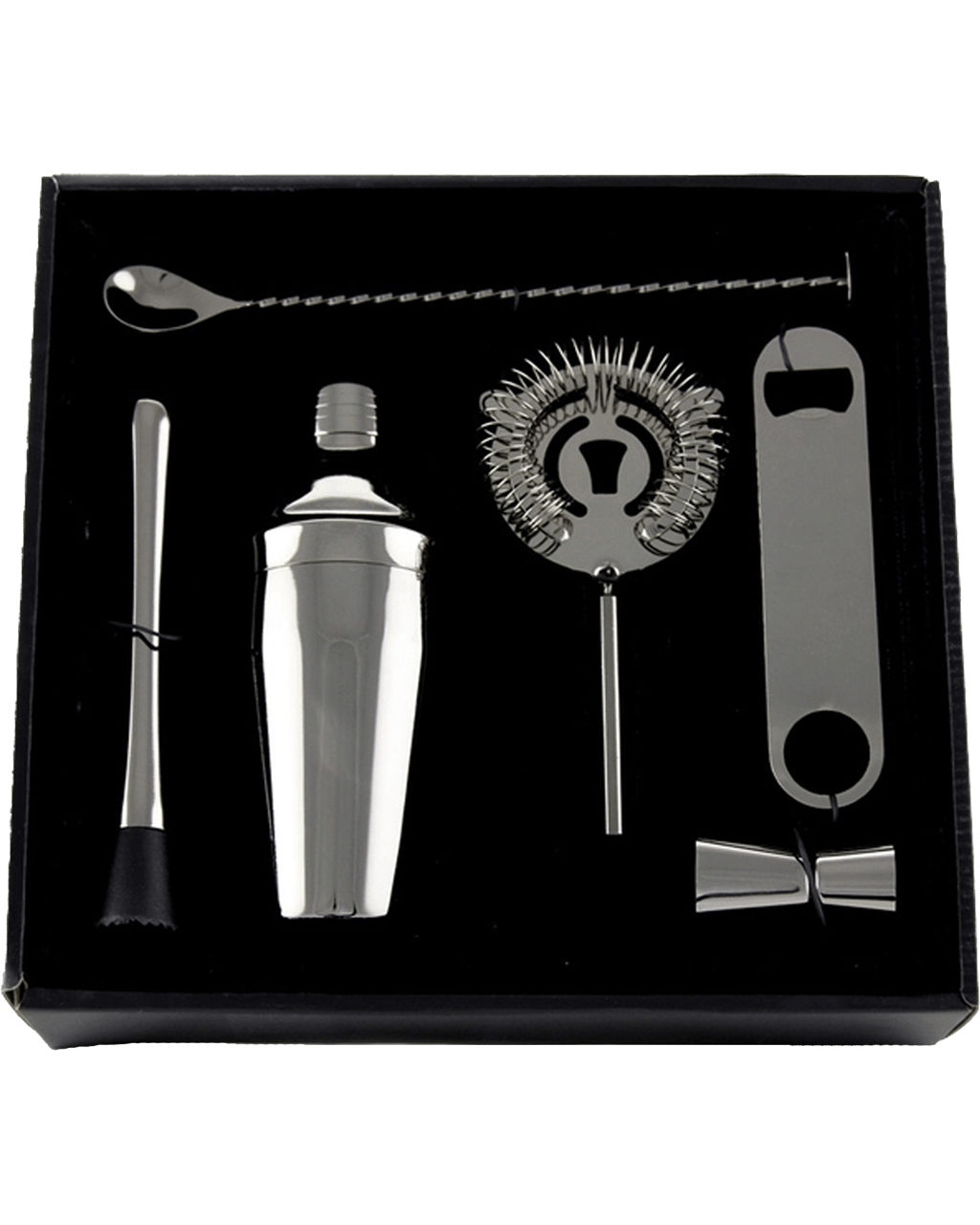 Buy Barware Cocktail Kit 6 Piece Black Chrome In Gift Box Online