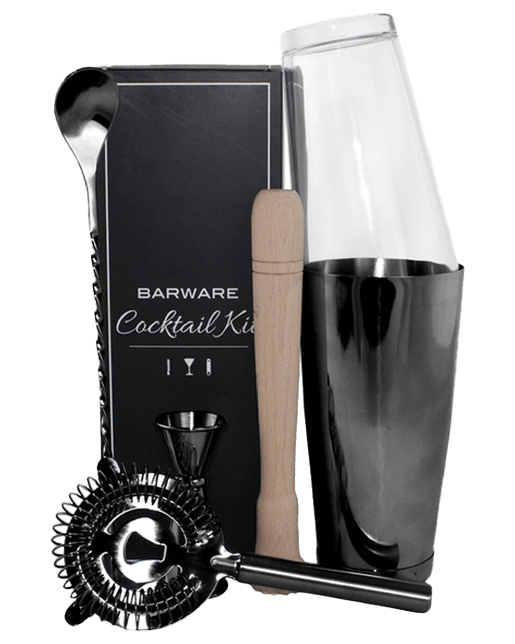 Buy Barware Cocktail Kit Black Chrome 6 Piece In Gift Box Online (Lowest Price Guarantee) Best