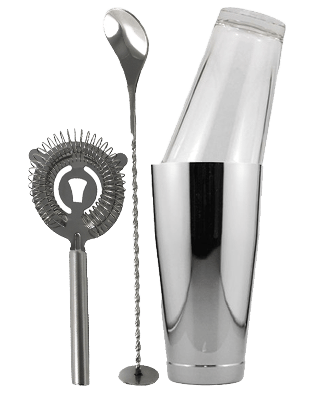 Barware Cocktail Shaker Set Boston Tin & Glass Premium & Strainer