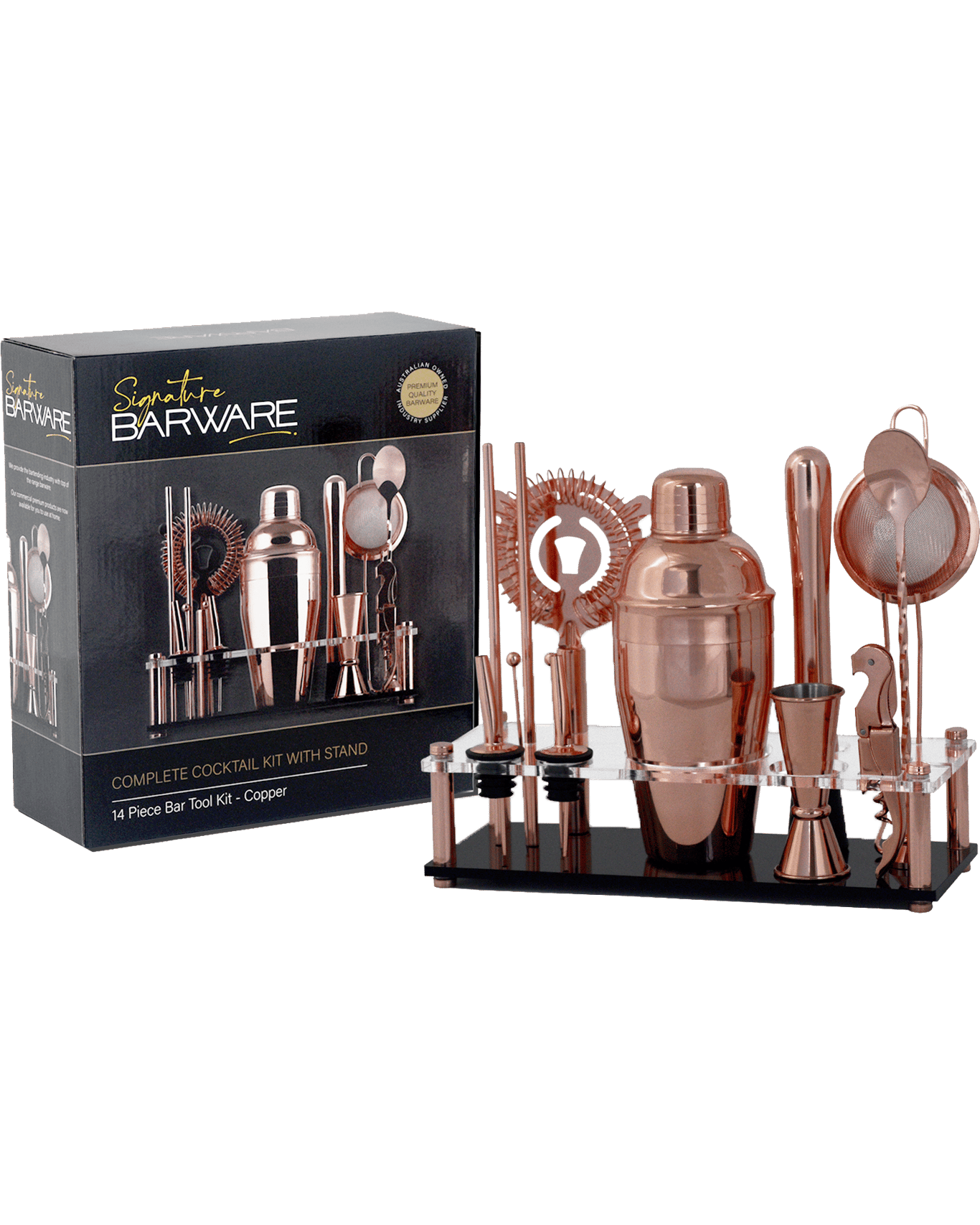 Cocktail Bar Collection Buy Barware Complete Cocktail Kit With Stand - Copper Online @Lowest Price