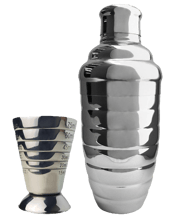Cocktail Shaker Beehive Cobbler Stainless Steel 3 & Multi Level Jigger Cup Measure