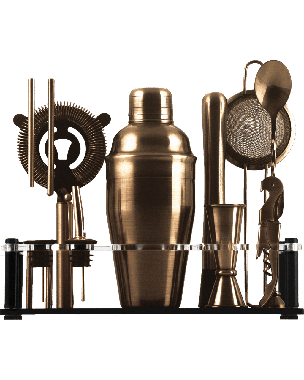 Buy Barware Complete Cocktail Kit With Stand - Antique Copper Online ...