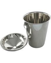  Barware Ice Bucket Wine<br>Cooler With Spittoon   Stainless Steel 5Ltr Bucket With Spittoon<br>Sturdy wine bucket with ring handles for easy transport. Brilliant polished stainless steel finish. Place ice in bucket to keep wine and champagne cold. Holds two 700mL wine bottles.<br>Table Stand For Wine Ice Bucket 70907, 70908, 7889<br>Height: 210mm<br>Top Diameter: 215mm<br>Base Diameter: 140mm<br>Capacity: 5 Litre.