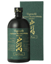  Togouchi 9 Years Japanese<br>Blended Whisky... 700mL From the town of Togouchi, made by Chugoku Jozo in underground tunnels. Chugoku Jozo is a Japanese brewery located near Hiroshima. It has been making liqueurs, sake, and the traditional Japanese spirit shochu since 1918. For decades, Chugoku Jozo has developed a knack for making some of the most beautiful spirits in the world. But it wasn't until 1990 that the brewery decided to dabble with whisky by creating its Togouchi line. The master blender carefully chose the distillates (malt and grain)