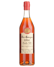 Delord Bas Armagnac 1989<br>700ml 700ML A very aromatic nose with hints of dried fruit (almond, hazelnut), vanilla, cinnamon and oak. Soft tannins. Aromas of dried fruits and vanilla pleasantly lining the palate. Long finish with evolved wood notes.