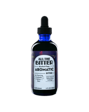  All The Bitter Alcohol Free<br>Aromatic Bitters... 118ML Bold and spicy, these Aromatic bitters are loaded with cinnamon, nutmeg, and clove. Deep, earthy flavors are lifted by ginger and a backbone of bitter gentian. Use these in classics like an Old Fashioned or Manhattan, or to add balance to any cocktail.