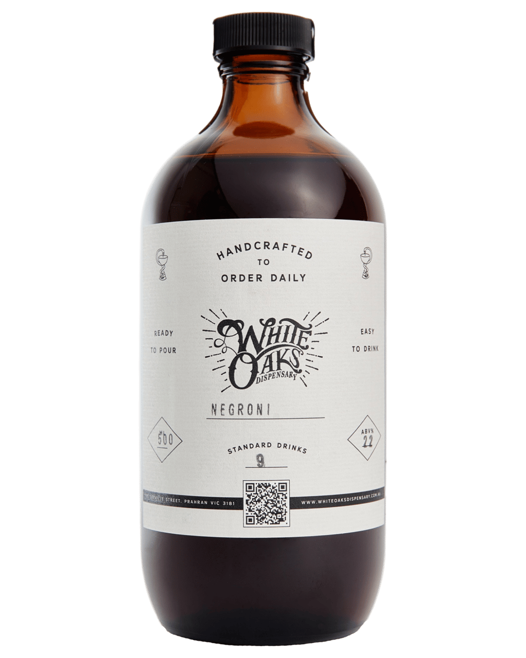 White Oaks Dispensary Applewood Gin Negroni 500mL Bottled Cocktail Boozy