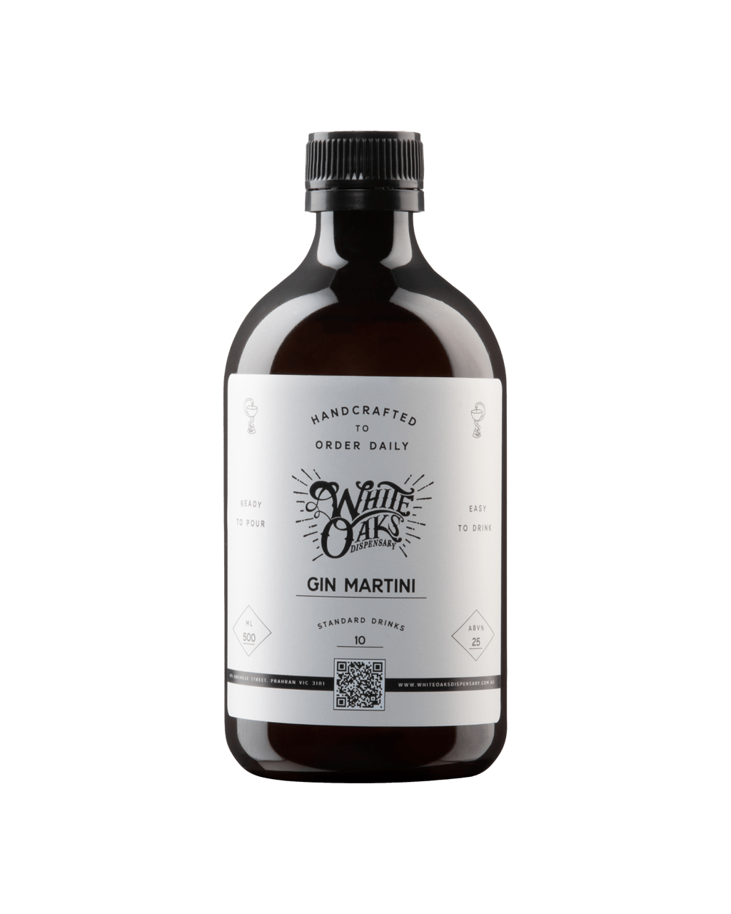 White Oaks Dispensary Classic Gin Martini 500mL Bottled Cocktail Boozy