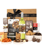 Byron Bay Gifts The<br>Epicurean... 750ML The Epicurean Entertainer hamper is the perfect choice for anyone who loves to entertain and indulge in gourmet delights. This beautifully presented hamper includes a bottle of Mt Yengo Pinot Grigio, a crisp and refreshing white wine that pairs perfectly with a range of delicious snacks.<br>Speaking of snacks, the hamper also features a selection of gourmet goodies such as artisan crackers, chutney and gourmet nuts. These are complemented by a range of delicious treats including gourmet chocolat
