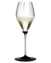  Riedel Fatto A Mano<br>Performance... 375ML atto a Mano Performance is a combination of two successful series and marries refined craftsmanship (for the stem and the base) and the precision of a machine (for the bowl). The Champagne glass allows the wide range of Champagne to unfold. The larger rim diameter enables the aromas of Champagne to be released, in a way which is not achieved when using a narrow flute. The glass also includes a 'sparkling point' to aid the formation of the Champagne bubbles. The reduced black in the base plate fo