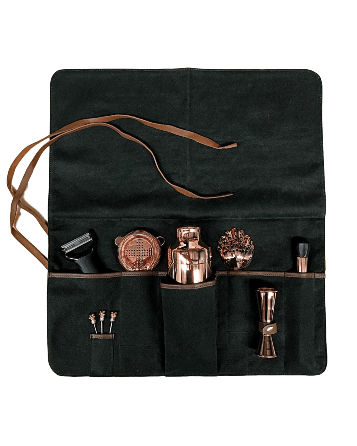 Buy Cocktail Kit Canvas Bartender Roll Up Bag (with Copper Bar Tools