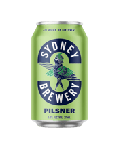 Sydney Brewery Pilsner 375ml<br>Cans 375mL Just like vibrant Surry Hills, our Czech Style Pilsner uses big bold contrasts. Floral aromas balanced with a smooth malty mouth flavour and a fruity spicy bitterness bring it all together. Awarded Grand Champion Beer at Queesland Royal Show 2021.