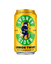  Sydney Brewery Lemon Twist<br>Cider 375ml  375ML This crisp cider bursts with the refreshing zest of Aussie-grown fruit. Perfectly balanced and full of local flavour, it is a refreshing, easy-drinking choice that is sure to be a crowd-pleaser.