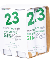  Seven Zero Eight Shane Warne<br>Mid-strength Gin &... 250mL Founded by Shane Warne. Low alcohol, low-calorie pre-mix, blending the award-winning SevenZeroEight Light Gin with a&nbsp;Handcrafted&nbsp;Slim Tonic&nbsp;infused with the essence of citrus.&nbsp; The&nbsp;Handcrafted&nbsp;Slim Tonic&nbsp;was&nbsp;created at SevenZeroEight's distillery with locally sourced, sustainable ingredients and no artificial flavourings. The specialty tonic blend perfectly accentuates the botanicals in the gin to ensure&nbsp;a balanced and refreshing flavour experience.&nbsp; All-natural. No Artificial Flavouring. Low-Ca
