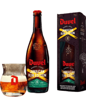  Duvel Barrel Aged Batch 6 -<br>Jamaican Rum... 750mL This exceptional beer comes gift-boxed with a bonus Duvel glass. By ageing the classic Duvel in oak Jamaican rum barrels, the golden-coloured speciality beer acquired powerful, typical rum notes of vanilla, dried fruit and oak. Duvel Barrel Aged, the Jamaican Rum Edition, is a beer for connoisseurs, epicureans and Duvel lovers. It’s made to be enjoyed with friends and family. Perfect to serve at the end of a festive meal or next to a crackling fire this autumn. This special beer pairs well with