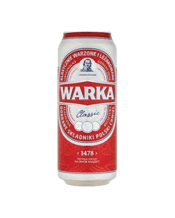 Warka Polish Red Lager Cans<br>500ml 500ML Warka Classic Premium Beer, brewing tradition dates back to the 15th Century, when in 1478 Warka brewers received the exclusive privilege to supply the golden liquid to the Warsaw Royal court. Warka Classic Premium Beer is brewed according to a traditional recipe using only natural ingredients and spring water.