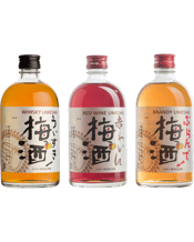 Japanese Umeshu Set -<br>Whisky, Brandy,... 500ML You have an opportunity to try all the finest Japanese Umeshu. Umeshu is a traditional plum liqueur made with 100% Japanese plums brewed with sochu (Japanese distilled rice beverage), which is then finished with whisky, brandy or red wine.<br />The Set includes 1 bottle of each:<br />Whisky Umeshu 500mL<br />Red Wine Umeshu 500mL<br />Brandy Umeshu 500mL.