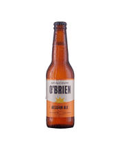  O'brien Belgian Ale 330ml  330mL O’Brien Belgian Ale is a 100% gluten free Belgian blond style ale that displays a light sweetness from the sorghum and millet gluten free malts and Belgian candi sugar, and has a dry finish and slight alcohol warmth from the 6.0% alcohol content. It is complemented with subtle spice, earth and fruit characters from the yeast, hops and infused coriander.