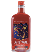  Bergfeuer Mountain Blaze<br>500ml  500ML Pure mountain fire – alpine glow with passion! This bright red fire liqueur is a composition of many domestic and exotic red fruits and fruit extracts. It tastes wonderfully fruity, stimulates and invigorates the senses. BergFeuer was created with the traditional Tyrolean mountain fire in mind.