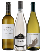  Frankie Italian Fruity<br>Whites 2020  750ML We've created this range of alternate varieties from different regions of Italy, discovera whole new range of flavours.<br />Our pack includes:<br />Altopiano Trebbiano d’Abruzzo DOP 2019<br />Altopiano Trebbiano d'Abruzzois a fruity and light wine with bright acidityfrom sun-drenched slopes in Abruzzo.Clear notes of exotic fruits, elegant and delicate floral perfume towards the end.<br />Cantina Vitea Pinot Grigio DOC 2020<br />Light yellow in colour, this wine is particularly fruity with notes