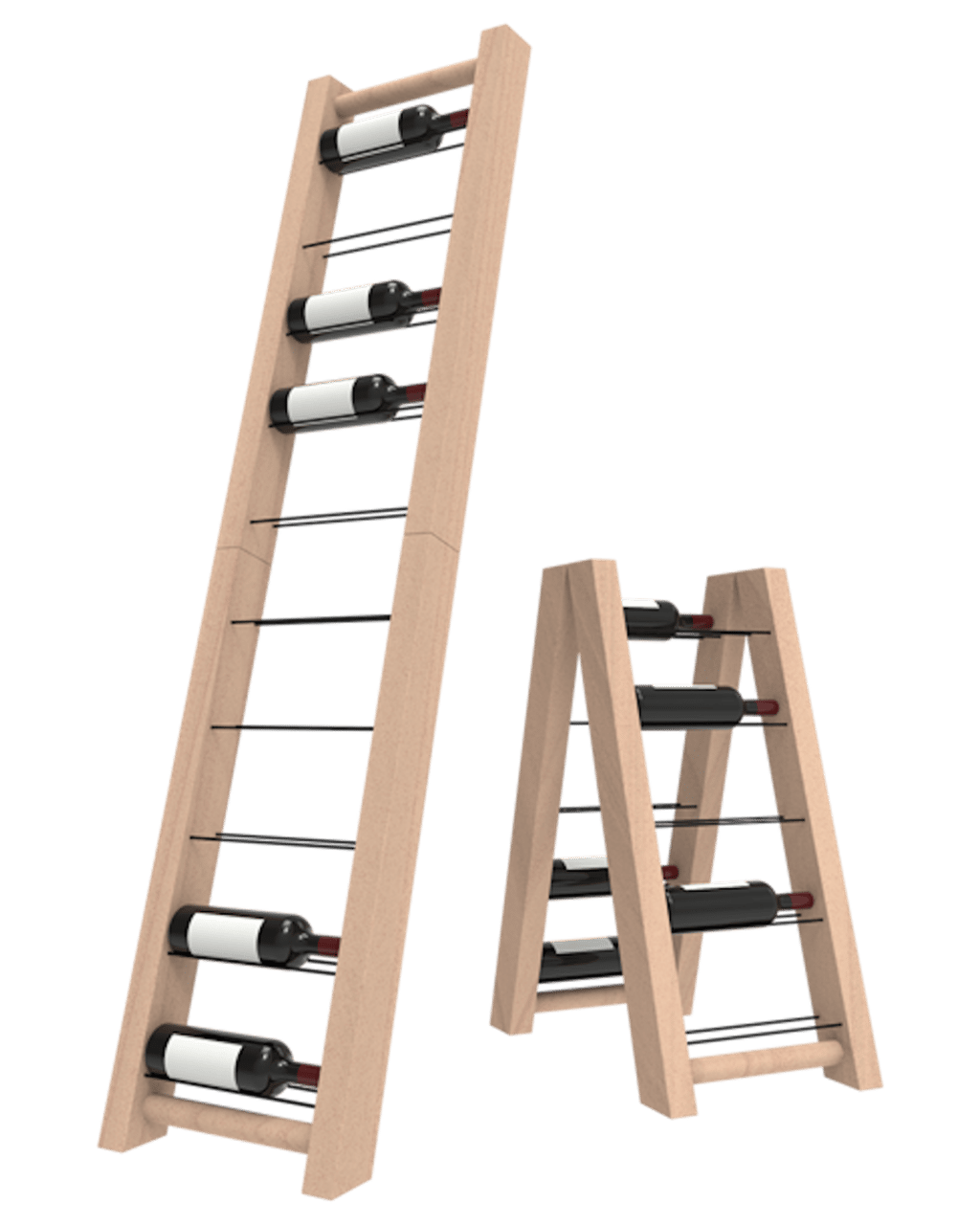 Wine Stash 10 Bottle Foldable Ladder Wine Rack Boozy
