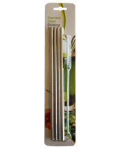  Bovec Oneworld Stainless<br>Steel Straw 4 Pack   A simple way to do the world some good.&nbsp; &nbsp; Four (4) Stainless steel straws with one (1) nylon bristle cleaning brush.Metal stainless steel straws are good for the environment, reducing single-use plastics which pollute our planet.Food-grade 18/8 metal, No metal aftertaste, BPA Free, slim design for easy sipping.Stainless steel straws are easy to clean, dishwasher safe, rust and scratch proof. &nbsp; FREE SHIPPING!