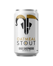  Bad Shepherd Brewing Co<br>Oatmeals Stout... 355mL Brewed with toasted oats, this stout is deliciously chocolatey and nutty with a full bodied creamy mouthfeel and firm roasty finish. A light carbonation reminiscent of a traditional English Stout accentuates strong notes of caramel and nut on the palate.