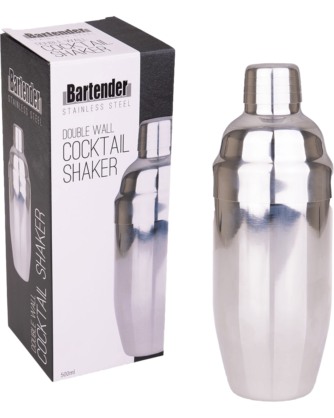 Buy Bartender Stainless Steel Double Wall Cocktail Shaker 500ml Online