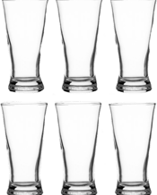  Crown Pilsner Beer Glasses<br>Set 200ml  200ML Due to the increase of beer varietals to the market, there has emerged the need for speciality glassware for particular styles of beer. The shape and style of the glass influences the delivery of the beer to the palette as well as the development of the aromas and flavours that each style of beer contains<br>A pilsner glass is used for many types of light beers, including pale lager or pilsner.<br>Commercial grade glass for durability<br>Dishwasher safe<br>200ml Set of 6<br>Material: Glass.