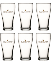  Crown Nucleated Headmaster<br>Beer Schooner... 285ML The original within the market! The iconic shape of the Conical belongs in most pubs and clubs. Featuring a beaded rim for extra chip resistance, each glass is weights and measures marked making them suitable for draught beer usage.<br />Commercial grade glass for durability.<br />The nucleated base keeps beers lively right until the last sip.<br />The beaded rim increases chip resistance.<br />Glasswasher safe.<br />Material: Glass.