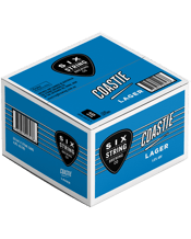  Six String Brewing Co.<br>Coastie Lager... 375ML Made from 100% Australian pale malt the Coastie Lager is light on body to allow the Australian hops and malt to shine through. Late hopped to add an extra aromatic character, it is crisp, clean and refreshing.