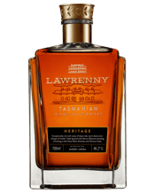  Lawrenny 'heritage'<br>Tasmanian Single... 700ML Lawrenny Heritage Single Malt Whisky celebrates the craftsmanship and tradition of the Tasmanian Highlands. Matured in sherry casks before being finished through a cascading system of Spanish Pedro Ximenez and Oloroso sherry casks, this whisky delivers the rich character and depth that define the finest sherried single malts.