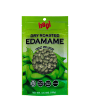  Hapi Edamame Roasted Soybean<br>100g  100G Non GMO, Gluten Free, Vegan, Edamame Dry Roasted Soybean with sea salt. 25g of Soy Protein a day, as part of diet low in saturated fat and cholesterol, may reduce the risk of heart disease. A serving of Hapi Dry Roasted Edamame provides 14g of Soy Protein.