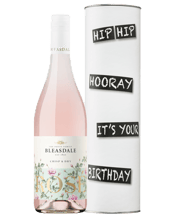 Cellar 17 Langhorne Creek<br>Bleasdale Rosé... 750ML Birthday Wine Cylinder Hip Hip Hooray It’s Your Birthday.<br>Pale salmon in colour, with aromas of peonies, flavours of cherry, strawberry and watermelon, finishing crisp and dry on the palate. A refreshing wine to be enjoyed with seafood by the beach, a cheese platter at your next backyard BBQ, or by itself on any occasion you see fit!