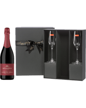  Cellar 17 Bleasdale<br>Sparkling Shiraz... 750ML Premium Black Gift Box<br>Adorned With Birthday Ribbon &amp; Bow<br>2 Spiegelau Lead Free Crystal Chamagne Flutes<br>This wine is a non vintage blend of Shiraz that contains wine from every vintage of Shiraz since 1997. Each year in spring Bleasdale freshen the base blend by adding new vintage Shiraz, freshening the pre-Christmas bottling with new vintage wine, maintaining consistency. Bleasdale Sparkling Shiraz is richly flavoured with deep colour and displays dark berry fruit aromas, sweet plu