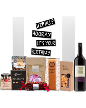 Wines By Design The<br>Connoisseur's... 750ML This hamper contains:<ul><li>Belvoir Merlot 2018</li><li>Just Sweets Turkish Delight Bag (225g)</li><li>Chocolatier Pure Delights (40g)</li><li>Ogilvie & Co Garlic Nibbles (50g)</li><li>Ogilvie & Co Chocolate Chip Cookies (75g)</li><li>Ogilvie & Co Garlic Nibbles (50g)</li><li>Just Sweets Almond Torrone (120g)</li><li>The Gourmet Merchant Salted Pretzels (35g)</li></ul>*Please note, in the unlikely event that any item is unavailable it will be switched for a similar item of equal or