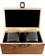 Wines By Design Double<br>Whiskey Glass Timber... The set comes in a stained wooden box with a foam pouch to keep them scratch-free. This set includes two square whiskey glasses. This set is designed to use straight away for showcase them in your home or office.<br>Perfect for gift for a boyfriend, husband, groomsmen, best man, your beloved dad, groom, it's also a good choice for birthday, graduation, wedding party, holiday, anniversary, valentines day, Christmas gift or any other occasion.