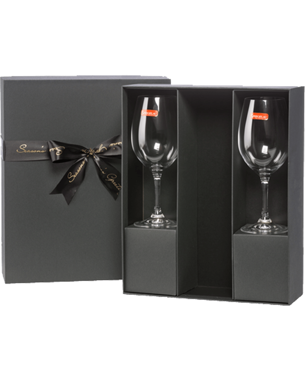 Cellar 17 Premium Black Gift Box & Glasses Set Christmas Ribbon ...