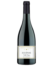  Arnaud Aucoeur Juliénas<br>Vieilles Vignes... 750ML Vignoble Aucoeur is the oldest family domain of the Morgon village, in the heart of Beaujolais. Arnaud Aucoeur has been voted 2020 Winemaker of the Year by the famous Guide Hachette in France. To perpetuate the legacy of his ancestors, Arnaud makes some of his wines, including his famous “Moulin à vent”, in wooden containers. Barrels, tons and semi-casks are all housed on the farm. The grapes are manually-harvested from vines of about fifty years exclusively from Gamay grapes. This Fleurie seduc