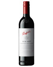  Penfolds Bin 407 Cabernet<br>Sauvignon 2018  750ML Launched in 1993, Bin 407 was developed in response to the increasing availability of high quality cabernet sauvignon fruit. Inspired by Bin 707, Bin 407 offers varietal definition and approachability, yet still with structure and depth of flavor.<br><br />Vibrant crimson red in color, with a nose that is distinctly Cabernet. Dark fruit alongside mocha and chocolate flavors create a medium-bodied, elegantly framed palate within mouth-watering fine rounded tannins. Peak drinking: Now - 2038.