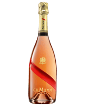  Mumm Grand Cordon Rosé<br>Champagne  750ML Appetizingly elegant and intense, the wine delivers notes of candied berries: intense, fruity aromas of strawberry and fresh red currants backed with a bit of sweet spice and a subtle yet luscious hint of red-berry coulis. A vivacious initial impression: energetic, bracing and fresh. Elegantly structured, it delivers flavors of fragrant summer fruits and a long, bright finish, balanced by the succulent sweetness of red berries.