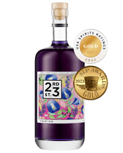  23rd Street Distillery<br>Violet Gin 700ml  700ML What’s your whim? Say it with gin. 23rd Street Distillery Violet Gin is the mood ring of beverages. Transform the broody blues of Butterfly Pea flower to ultraviolet with tonic. A bouquet of heady Australian native botanicals including lemon myrtle, finger lime and pepper berry abounds. Express your spirit.