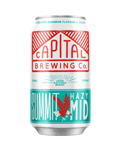  Capital Brewing Co. Summit<br>Session Ale Cans... 375ML Dreamed up over thirsty treks high up in the mountains in search of our inner spirit animal. This XPA is brewed for sessionability in the wild. A little easier on the A.B.V but still packing plenty of punch with forward hop flavours of stone fruits & passionfruit to refresh & delight.