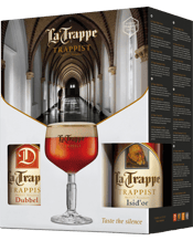  La Trappe Beer And Glass<br>Gift Pack  330mL This La Trappe Giftset contains 4 fantastic 330mL beers from the famous La Trappe brewery, with the unique La Trappe beer glass.