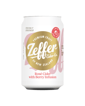  Zeffer Rose & Berry Cider<br>330ml  330mL Crafted with freshly crushed Hawke’s Bay apples and infused with locally grown cherries and raspberries. With fresh berry notes and a coral pink hue, this semi-dry cider goes well with everything really – food, adventure and summer.