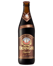  Erdinger Dunkel Weißbier<br>500ml  500mL Erdinger Dunkel has aromas of spiced fruit and smooth toffee, a light taste courtesy of quality produced, locally grown Bavarian Hallertau hops with balanced sweet, malty flavours and gently tart fruit, leaving a full bodied, light bitter finish.