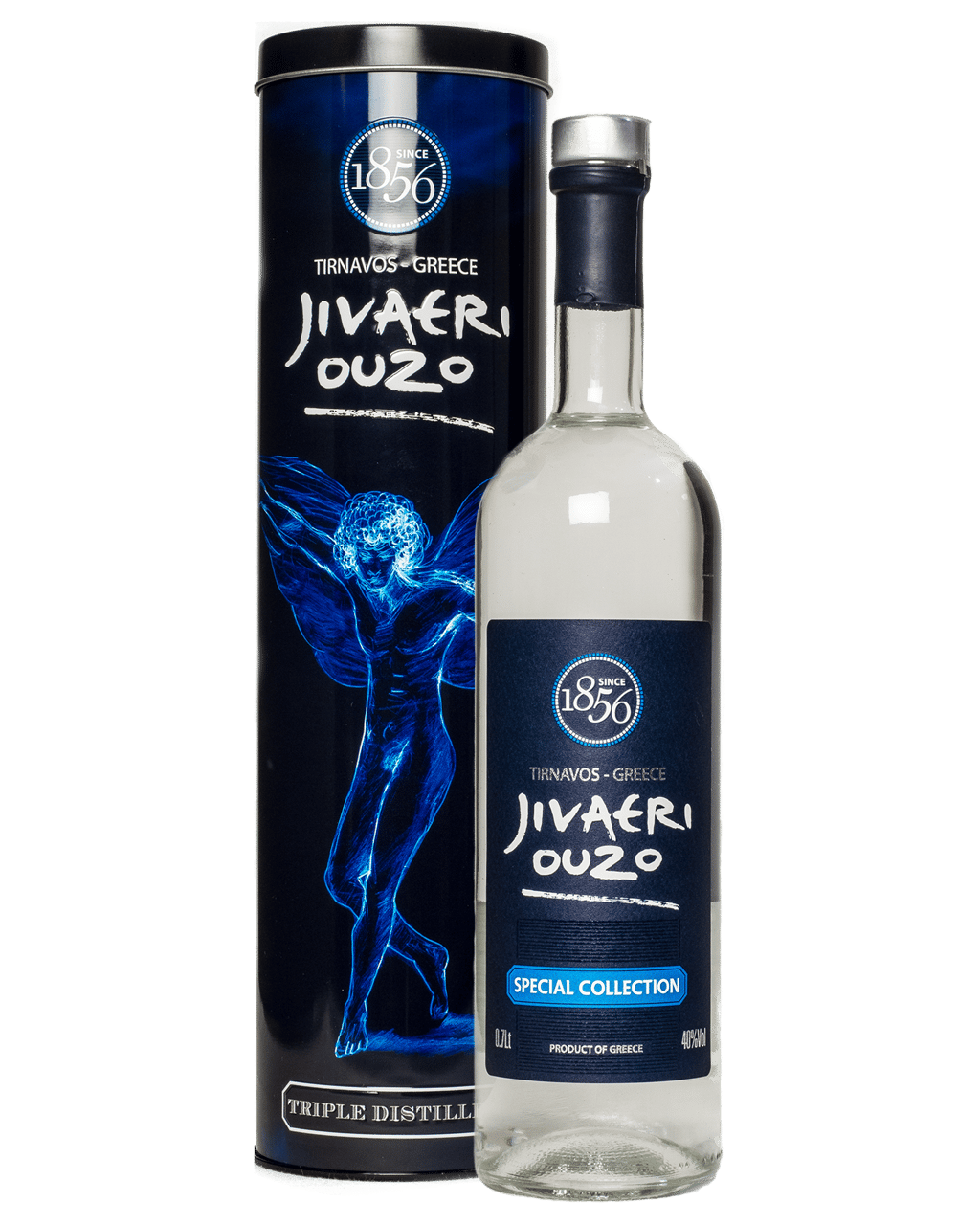 Jivaeri Ouzo Triple Distilled Ouzo Metal Tin Gift Pack Boozy
