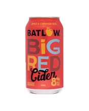  Batlow Big Red Cider Can  <br>375ml  375mL Batlow Cider Co. In 2011, Batlow Cider Co, was formed with the vision of creating 'Australia's Favourite Cider' made from fresh crushed Batlow Apples, 'Australia's Favourite Apples'. Usingbest cider making practices, the team produces a range of award winning ciders that are Vegan Friendly, Gluten Free and downright delicious! Inspired by homemade fresh Apple Pie, this cider takes locally grown Batlow red apple varieties blended with warm cinnamon spice. Not too sweet up-front and a medium dry f